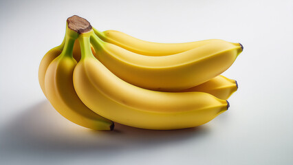 Fresh banana bunch with soft shadow on white background in minimalist style
