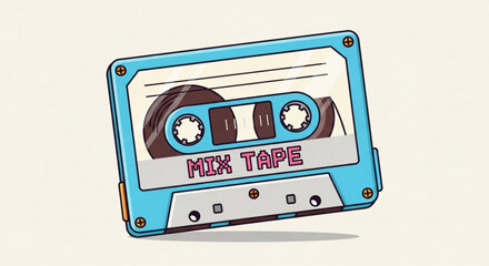 Obraz premium A retro cassette tape with a mix tape label, evoking nostalgia and the charm of vintage music on
