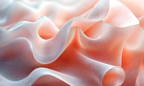 Soft coral and blue translucent fabric texture flowing abstract background design. - Powered by Adobe