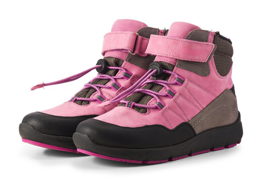Kids Shoes Pink Hiking Boots isolated on white background - Powered by Adobe