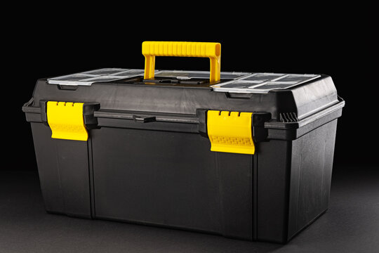 Heavy Duty Toolbox With Yellow Latches And Handle For Storage And Organization
