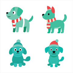 Happy Puppy Collection Vector Illustration