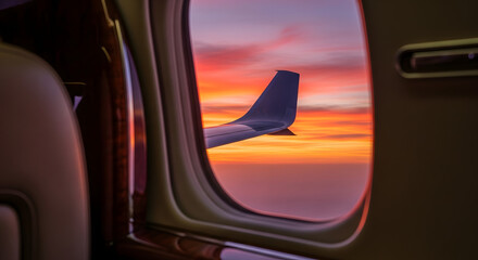 Experience Stunning Skies from Above on a Private Jet Flight, Perfect for Luxury Travel, Adventure, and Breathtaking Sunset Views During Business or Leisure Trips