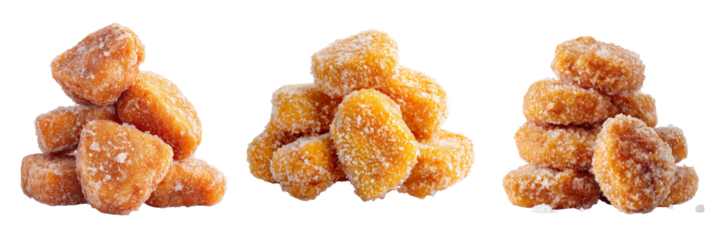 Set of Freshly prepared Khurma pieces, golden brown and crispy, displayed neatly on a white plate, traditional festive Indian snack on transparent png background. Ai generated