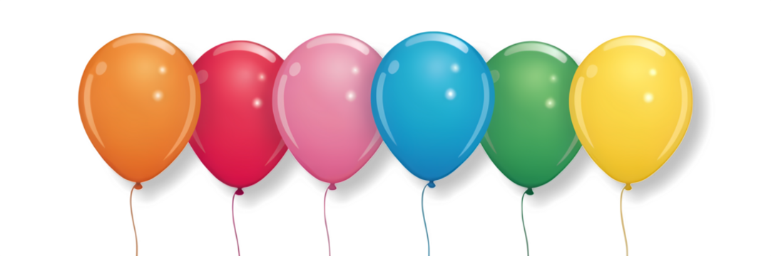 Simple and cheerful: This image showcases seven classic balloons in a spectrum of bright colors, from warm orange to cool purple.