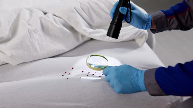 Magnifying Glass Inspecting Bedbug Infestation