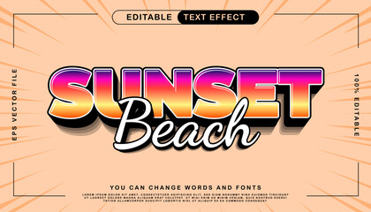Vibrant Editable Text Effect with Retro Sunset Beach Theme for Dynamic Summer Designs and Modern Typography Graphics