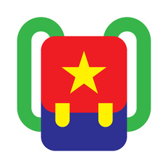 Backpack star design flat icon vector