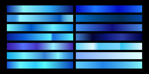 Palette of Gradient Blue Color Swatches for Design and Art Projects