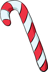 Red and white striped christmas candy cane illustration