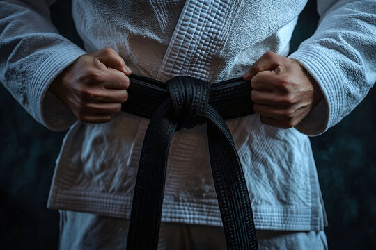 Martial artist with black belt