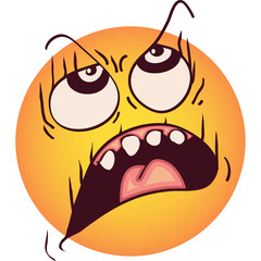 Angry Orange Emoticon Face With Wild Eyes And Open Mouth On Transparent Background