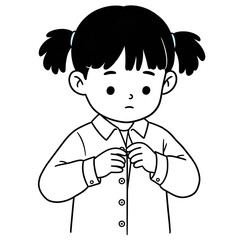 Girl buttoning up her shirt or blouse