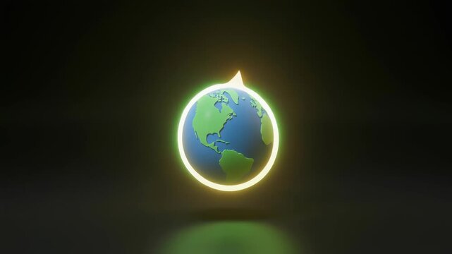 Glowing Earth globe with an arrow symbolizing direction and travel, ideal for navigation apps, global business concepts, or travel-themed design projects