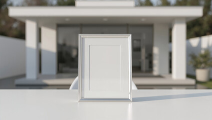 Elegant Empty Frame on a Modern Table Outdoors