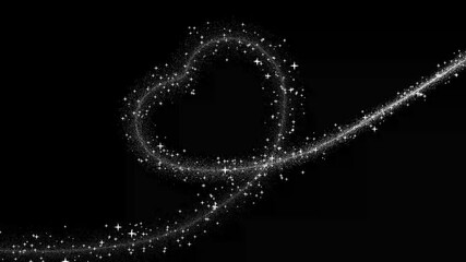 White stars and bokeh lights sparkle glitter light love shape trail alpha channel 4k, shiny glowing gold particles on transparent background, loop animation of a luminous christmas shooting stars - Powered by Adobe