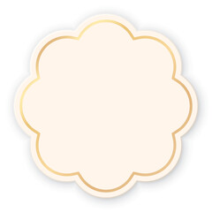 Blank 3D abstract flower frame with golden border isolated