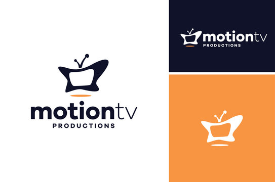 Old Classic TV with Antenna for Film Movie Motion Studio Production logo design
