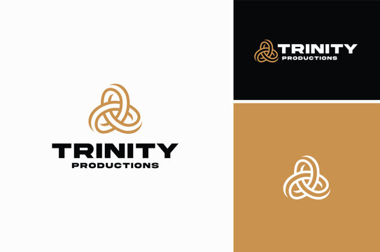 Modern Celtic Trinity Knot Rings Symbol logo design