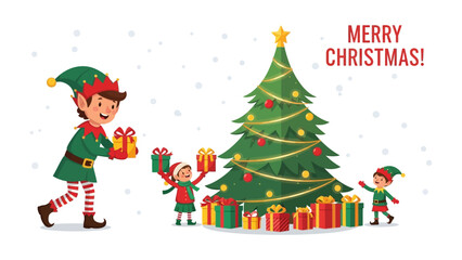 Merry Christmas and the Holiday Spirit: This image features festive Christmas scene with colorful presents and decoration. The illustration captures a joyful christmas spirit.