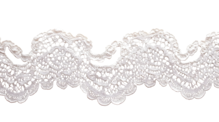 Close up of decorative white lace trim with intricate patterns against a black background texture
