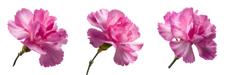 Set of A single pink tulip flowe on transparent png background. Ai generated