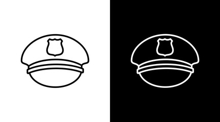 Policeman Hat White Icon Set Design