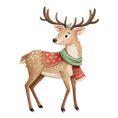 Watercolor Christmas deer illustration