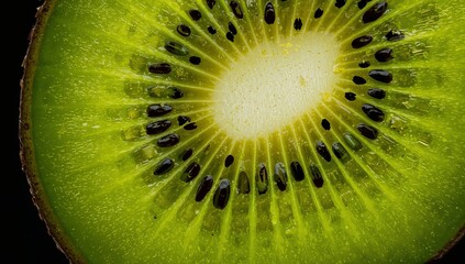 Green Slice with Dark Specks A Circular Abstraction of Color and Texture, on Black.