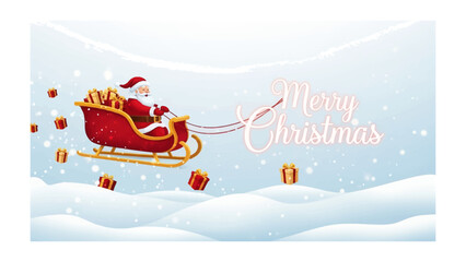 Christmas Delivery: Santa Claus embarks on his annual journey, steering his sleigh across a snowy landscape, laden with festive gifts, heralding the spirit of the season.