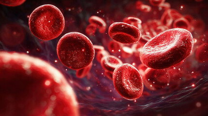 red blood cells inside bloodstream.