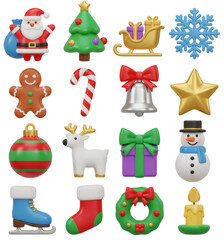 Fototapeta premium 3D Christmas Icon Set