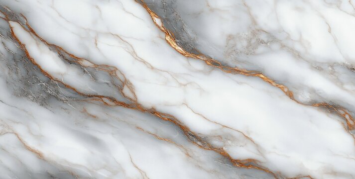 smooth white marble surface with gold and gray natural veins creating elegant flowing patterns - Powered by Adobe