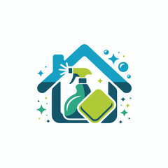 home cleaning icon and logo