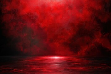 Fototapeta premium Abstract red and black dramatic textured background with reflective surface and intense lighting effect