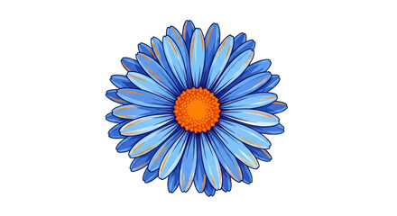 Vibrant blue daisy flower with orange center isolated on transparent background