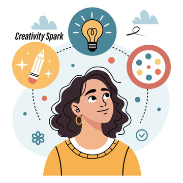 Woman thoughtfully considering ideas of creativity innovation and problem solving