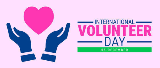 International Volunteer day background, banner, card or poster design template is observed every year during December, to raise awareness about the mission. Vector illustration.