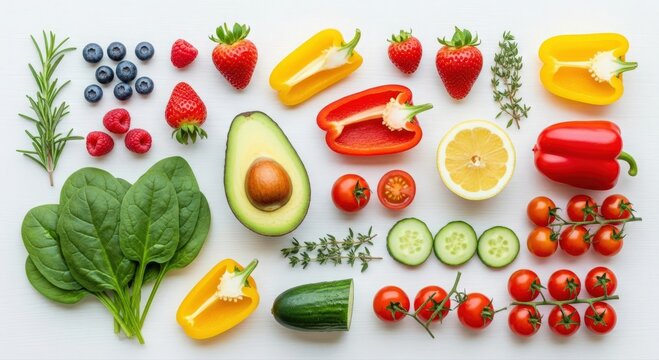 Bright studio setup featuring assortment of healthy ingredients