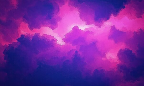 Vibrant purple and pink cloud formation glowing against a dark sky, evoking a mystical and dreamy atmosphere