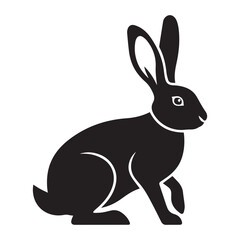 Fototapeta premium Black Silhouette of a Rabbit on White Background animal