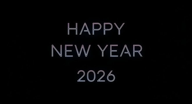 Happy new year 2020 glitch text on black background