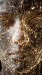 Human Neural Network as Glowing Threads Connecting Sensory Organs, Macro Perspective