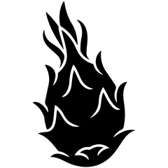 Silhouette of a dragon fruit in black color