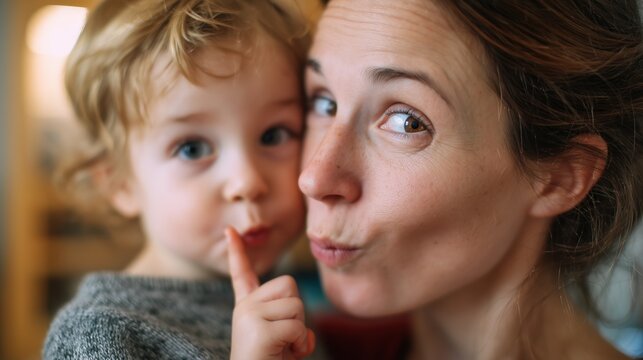 M&egrave;re et son jeune enfant blond se faisant un c&acirc;lin tendre &agrave; la maison