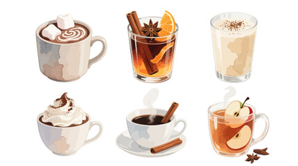 Assorted beverages in cups with various toppings and flavors  