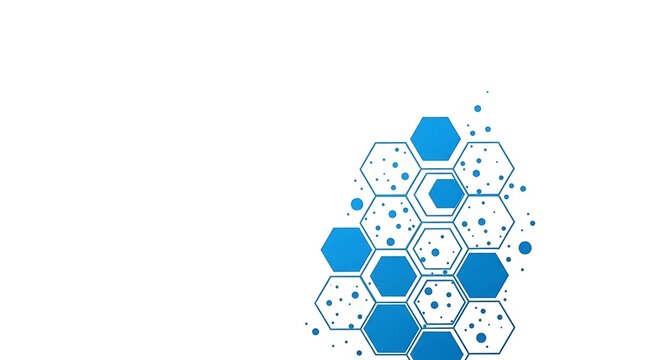 Abstract blue hexagon pattern with dots on a white background ideal for science technology and data visualization concepts - Powered by Adobe