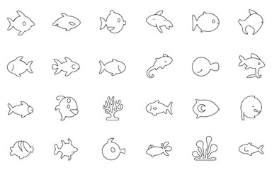 Obraz premium Collection of hand drawn whimsical fish illustrations in a simple outline sketch style