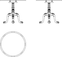 Vector sketch illustration silhouette design of a classic vintage ethnic traditional retro dressing table chair full of carvings 