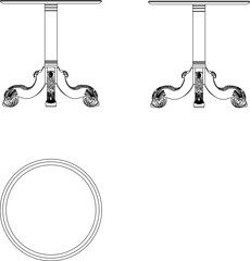 Vector sketch illustration silhouette design of a classic vintage ethnic traditional retro dressing table chair full of carvings